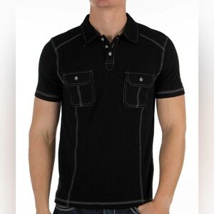 BKE Bayshore 11 polo short sleeves‎ in black standard fit slub fabric size XXL